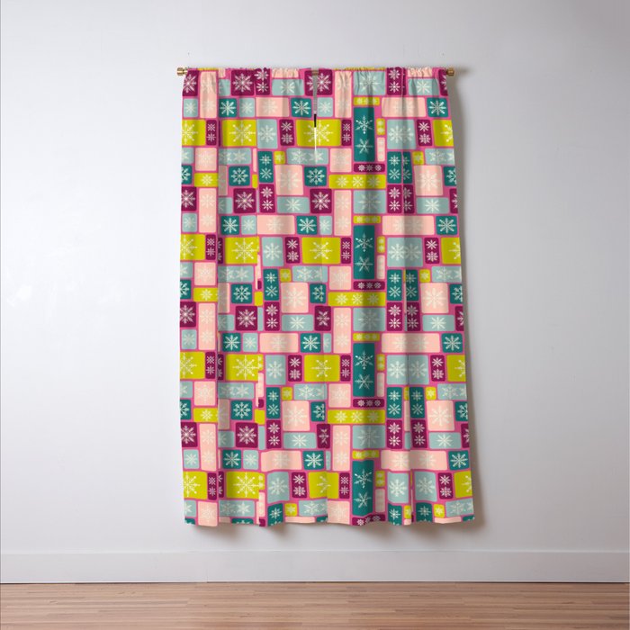 Colorful Geometric Snowflake Tiles Window Curtain Gallery Image 3