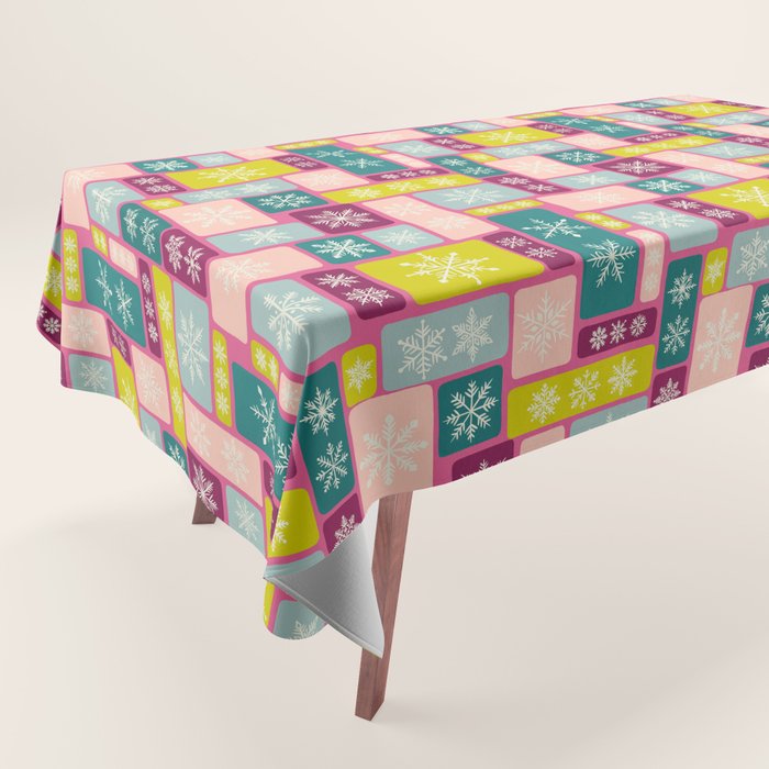 Colorful Geometric Snowflake Tiles Tablecloth Gallery Image 1