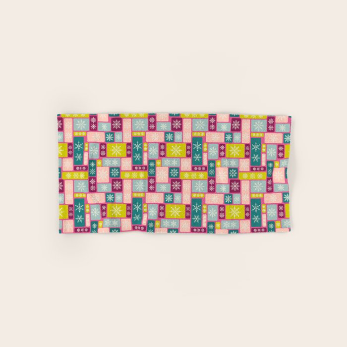 Colorful Geometric Snowflake Tiles Bath Towel Gallery Image 1