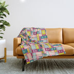 Colorful Geometric Snowflake Tiles Throw Blanket Gallery Image 1