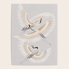 traditional Japanese cranes bright illustration Poster Gallery Image 4
