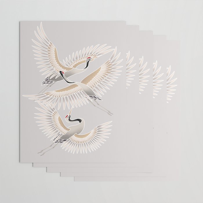 traditional Japanese cranes bright illustration Wrapping Paper Gallery Image 3