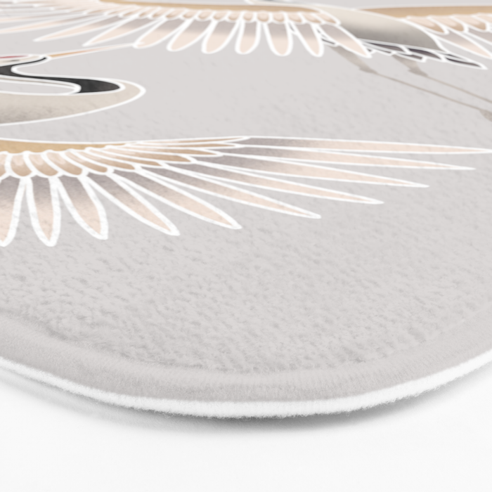 traditional Japanese cranes bright illustration Bath Mat Gallery Image 3