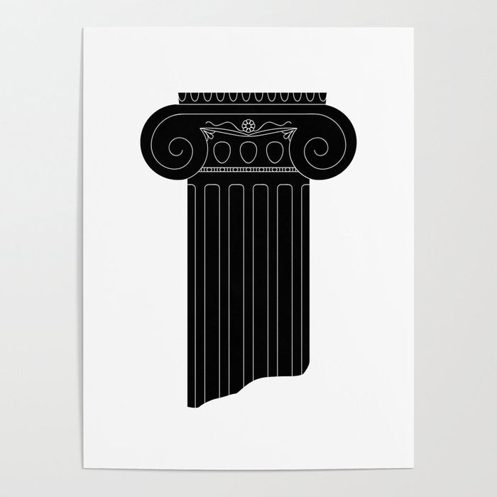 Vintage black and white greek column cartoon  Poster Gallery Image 4