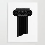 Vintage black and white greek column cartoon  Poster Gallery Image 4