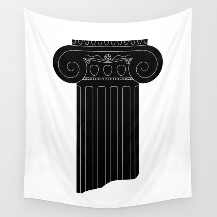 Vintage black and white greek column cartoon  Wall Tapestry Gallery Image 4