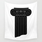 Vintage black and white greek column cartoon  Wall Tapestry Gallery Image 4