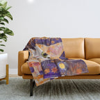 Gustav Klimt Style Tabby Cat Kitten with Green Eyes in a Starry Night Throw Blanket Gallery Image 1