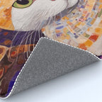 Gustav Klimt Style Tabby Cat Kitten with Green Eyes in a Starry Night Rug Gallery Image 4