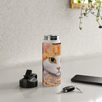 Gustav Klimt Style Tabby Cat Kitten with Green Eyes in a Starry Night Water Bottle Gallery Image 4