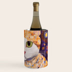 Gustav Klimt Style Tabby Cat Kitten with Green Eyes in a Starry Night Wine Chiller Gallery Image 3