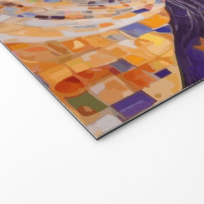 Gustav Klimt Style Tabby Cat Kitten with Green Eyes in a Starry Night Welcome Mat Gallery Image 2