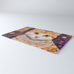 Gustav Klimt Style Tabby Cat Kitten with Green Eyes in a Starry Night Rug Gallery Image 3
