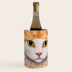 Gustav Klimt Style Tabby Cat Kitten with Green Eyes in a Starry Night Wine Chiller Gallery Image 1