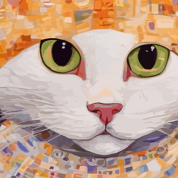 Gustav Klimt Style Tabby Cat Kitten with Green Eyes in a Starry Night Coffee Mug Gallery Image 2