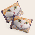 Gustav Klimt Style Tabby Cat Kitten with Green Eyes in a Starry Night Pillow Sham Gallery Image 3