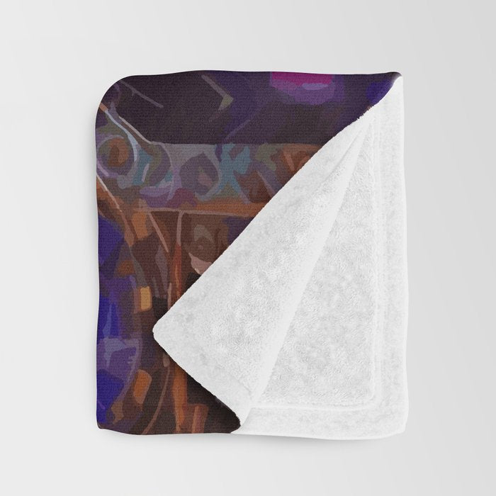 Gustav Klimt Style Tabby Cat Kitten with Green Eyes in a Starry Night Throw Blanket Gallery Image 3