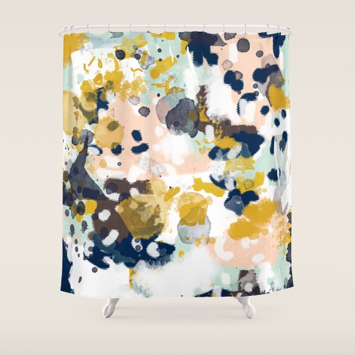 Sloane - abstract painting gender neutral baby nursery dorm college decor Shower Curtain Gallery Image 1