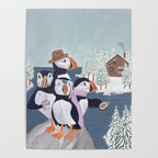 Arctic Puffin Family, Winter Illustration Poster Gallery Image 4