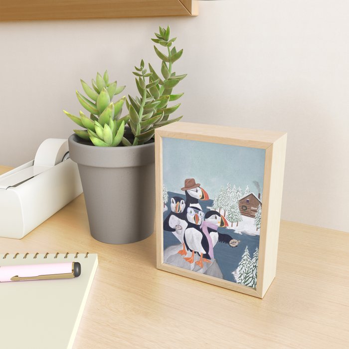 Arctic Puffin Family, Winter Illustration Mini Art Print Gallery Image 2