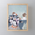Arctic Puffin Family, Winter Illustration Mini Art Print Gallery Image 1