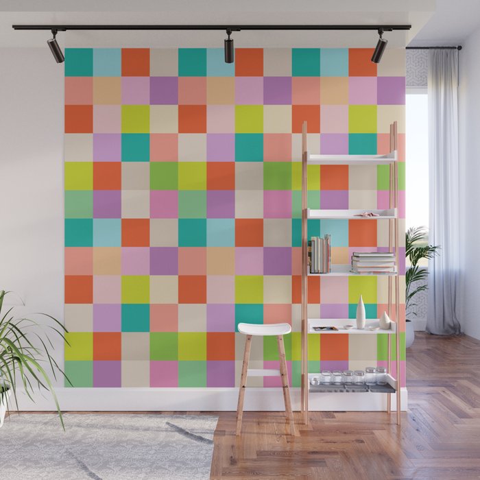 Bright Checks Wall Mural Gallery Image 1
