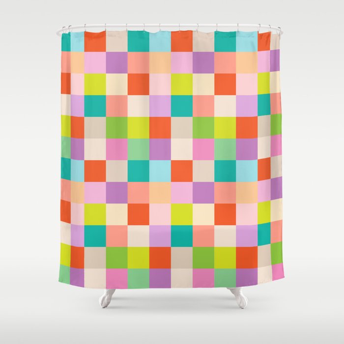 Bright Checks Shower Curtain Gallery Image 1