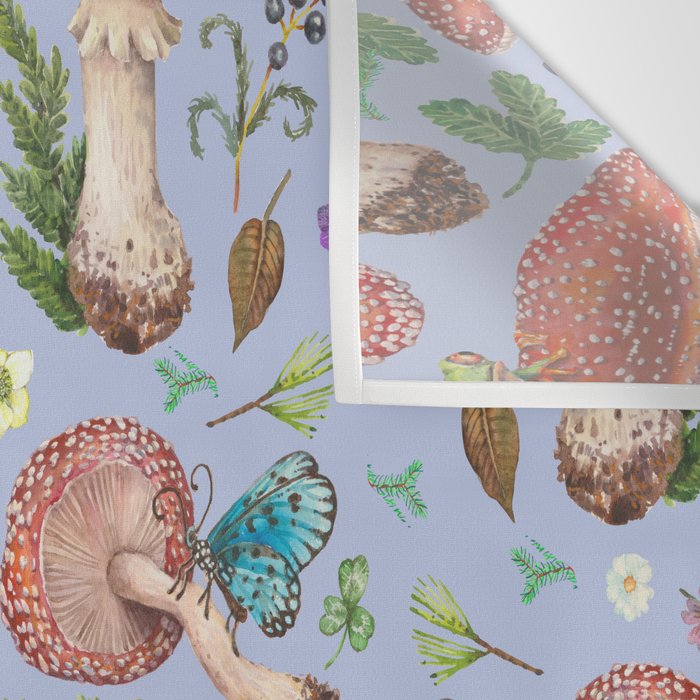 Lovely Red Mushrooms - Bluebg Wall Tapestry Gallery Image 3