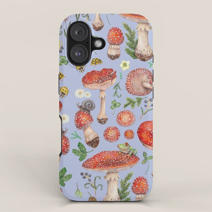Lovely Red Mushrooms - Bluebg iPhone Case Gallery Image 1