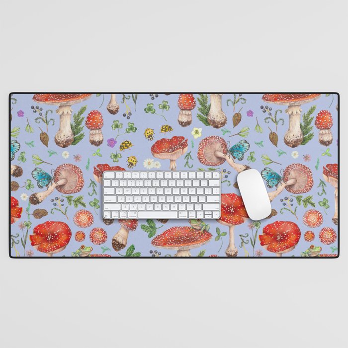 Lovely Red Mushrooms - Bluebg Desk Mat Gallery Image 1