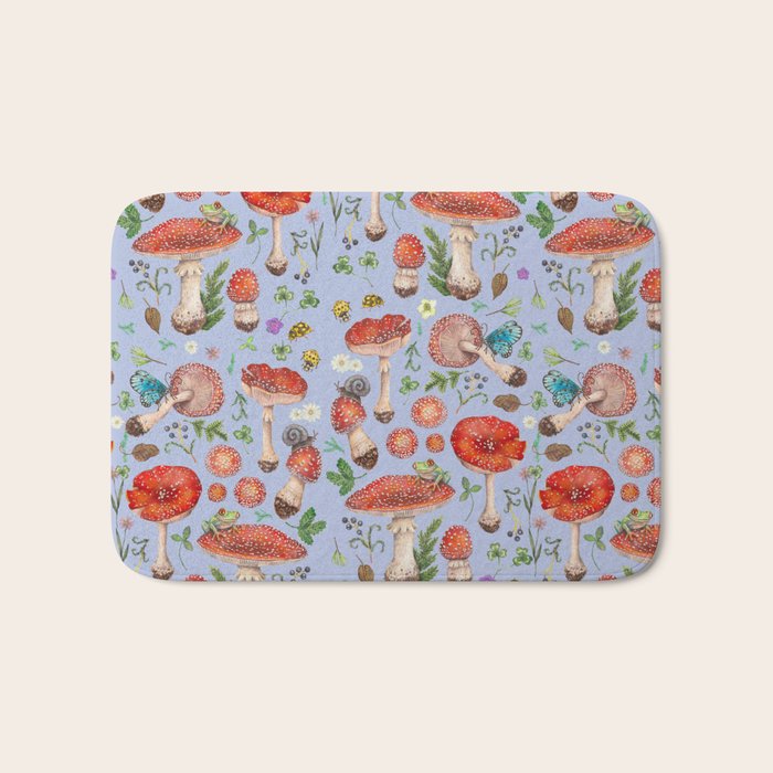 Lovely Red Mushrooms - Bluebg Bath Mat Gallery Image 1