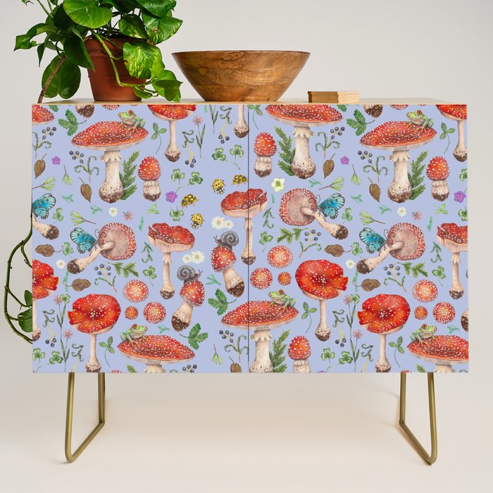 Lovely Red Mushrooms - Bluebg Credenza Gallery Image 1