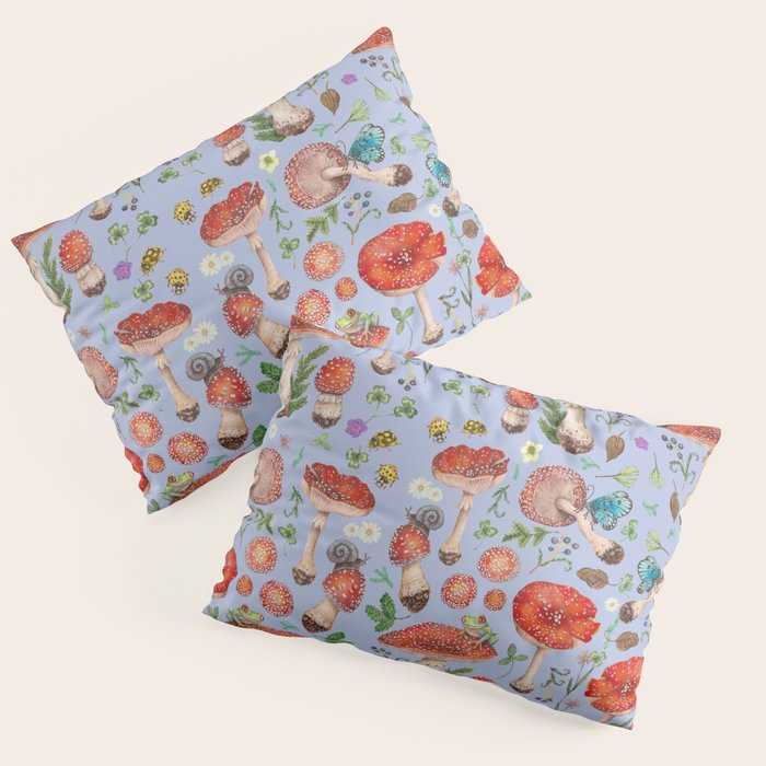 Lovely Red Mushrooms - Bluebg Pillow Sham Gallery Image 3