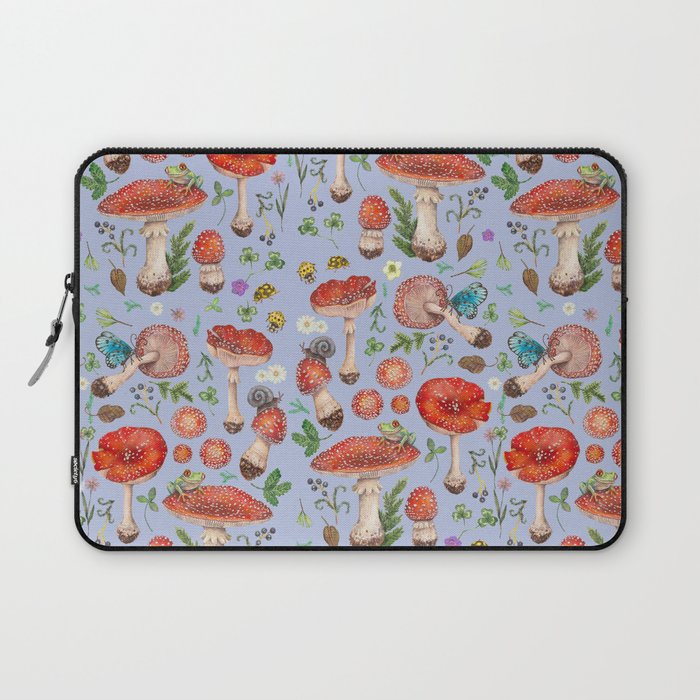 Lovely Red Mushrooms - Bluebg Laptop Sleeve Gallery Image 1