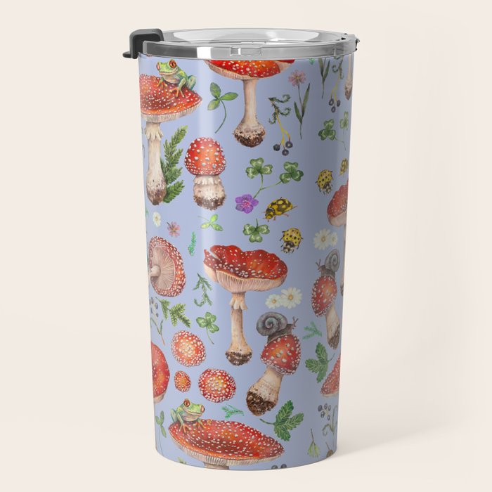Lovely Red Mushrooms - Bluebg Travel Mug Gallery Image 3