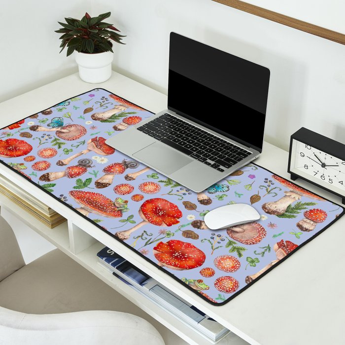 Lovely Red Mushrooms - Bluebg Desk Mat Gallery Image 2