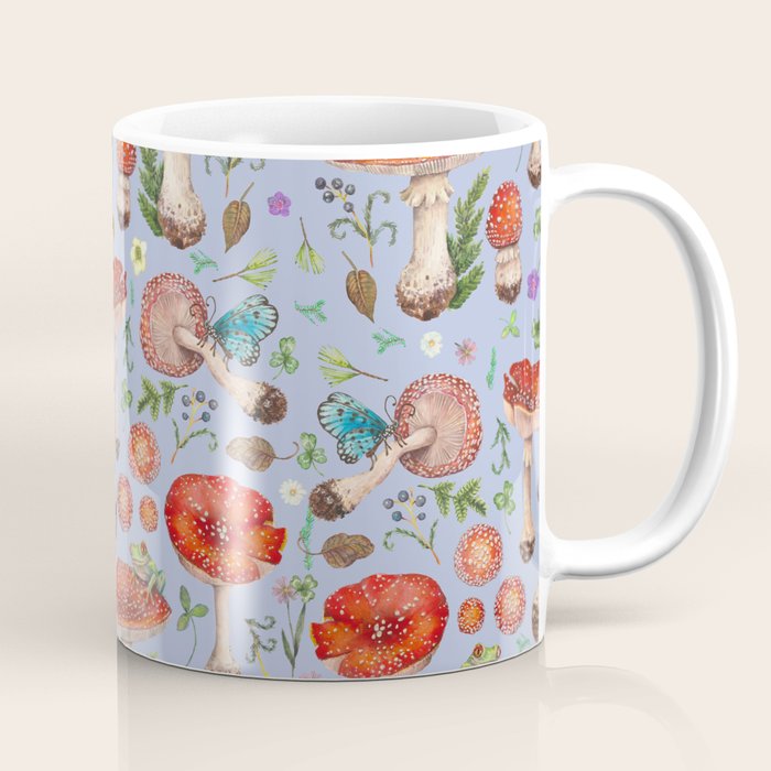 Lovely Red Mushrooms - Bluebg Coffee Mug Gallery Image 1