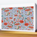 Lovely Red Mushrooms - Bluebg Wall Mural Gallery Image 2