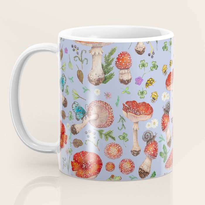 Lovely Red Mushrooms - Bluebg Coffee Mug Gallery Image 3