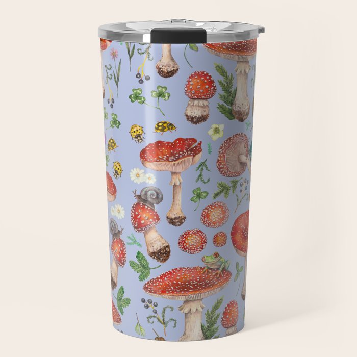 Lovely Red Mushrooms - Bluebg Travel Mug Gallery Image 1