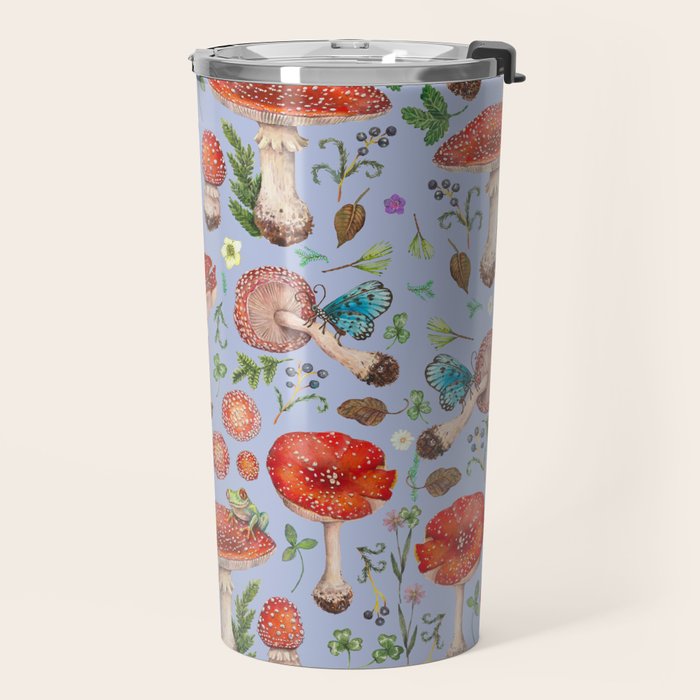 Lovely Red Mushrooms - Bluebg Travel Mug Gallery Image 2