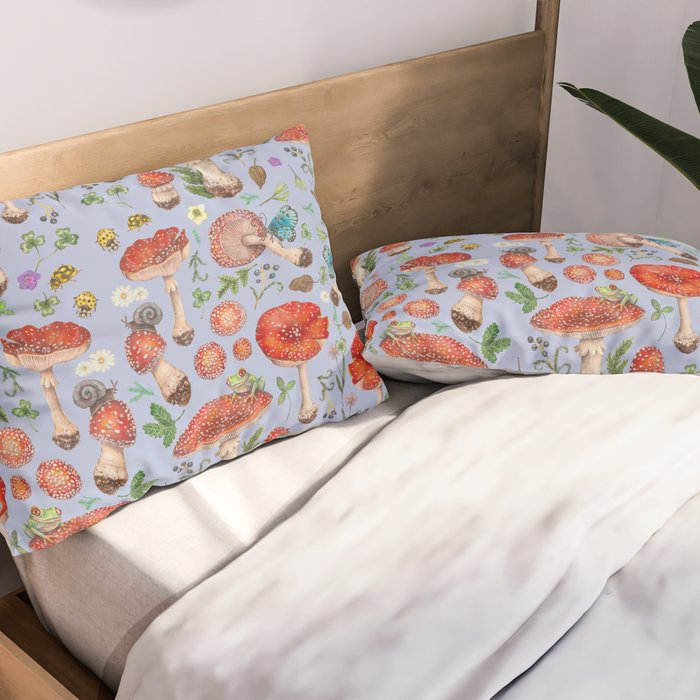 Lovely Red Mushrooms - Bluebg Pillow Sham Gallery Image 2