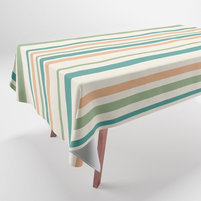 Classic Stripes XXVI - Natural Boho Tablecloth Gallery Image 1