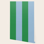 Bold Vertical Stripes in Green and Light Blue Wallpaper Gallery Image 2