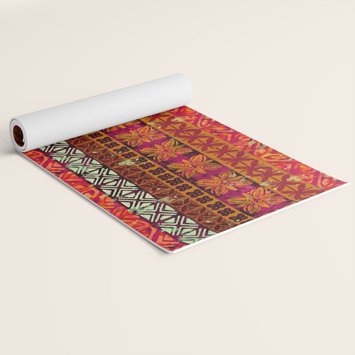 Vintage Hawaii Barkcloth Beachy design 204b Yoga Mat Gallery Image 2