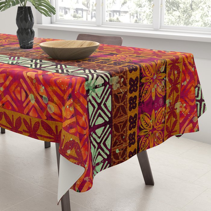 Vintage Hawaii Barkcloth Beachy design 204b Tablecloth Gallery Image 3