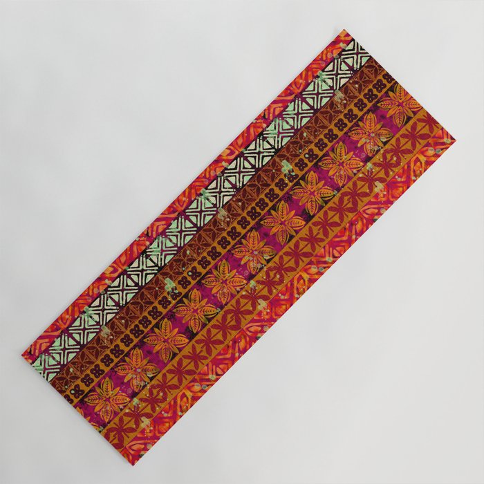 Vintage Hawaii Barkcloth Beachy design 204b Yoga Mat Gallery Image 1