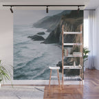 Waves Below Pines - Pacific Northwest Coast Wall Art Wall Mural Gallery Image 1