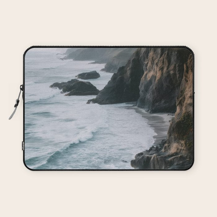 Waves Below Pines - Pacific Northwest Coast Wall Art Laptop Sleeve Gallery Image 1