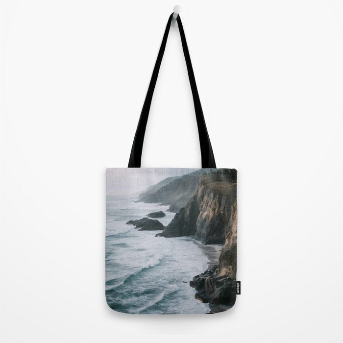 Waves Below Pines - Pacific Northwest Coast Wall Art Tote Bag Gallery Image 2